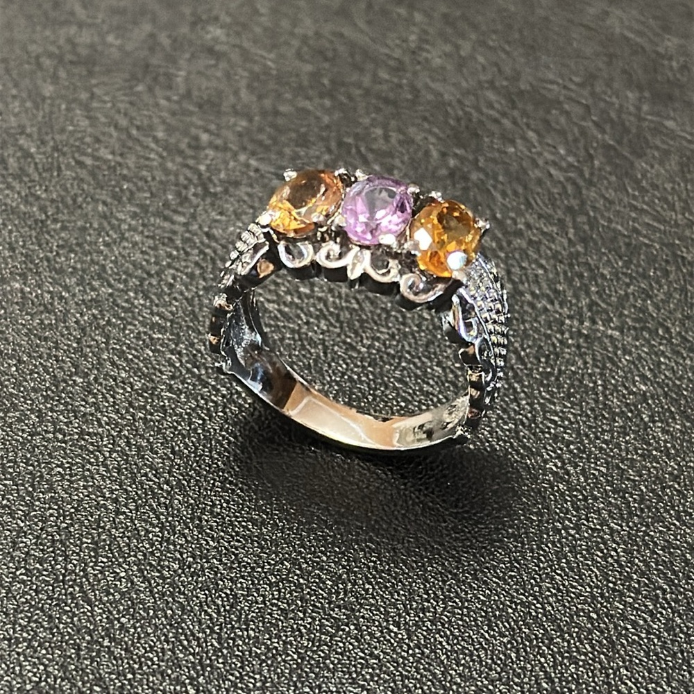 316L ss Stainless Steel Triple Gem Vintage Ring